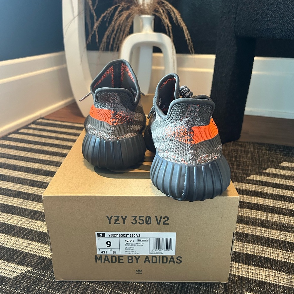 Unisex Yeezy Orange and Gray Sneakers by adidas - Picture 3 of 6